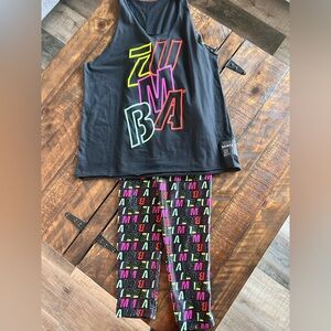 2 Piece Set! ZumbaWear High Waisted Leggings w/Pockets and Matching Tank Top
